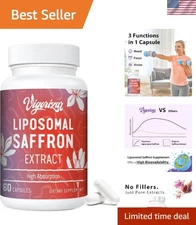 100% Pure Saffron Extract Supplements - 88.5 mg,  Capsules for Mood & Focus
