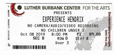 Experience Hendrix 10/8/19 Santa Rosa CA Rare Ticket! Jimi