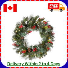 National Tree Company Pre-Lit Artificial Christmas Wreath, Green, Wintry Pine, W