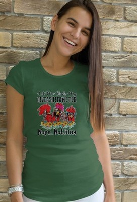 Green Let Me Check My Giveashitometer Nope Nothing Chickens Mens T Shirt LARGE