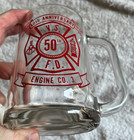 1979 Valley Stream Engine Co. 3 fire department glass beer mug firefighter NY — photo 1