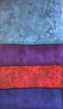 Half Sarongs, 4 Pc Lot, Embroidered, Rayon, Subtle Tie Dye, 22" x 66", Fringed
