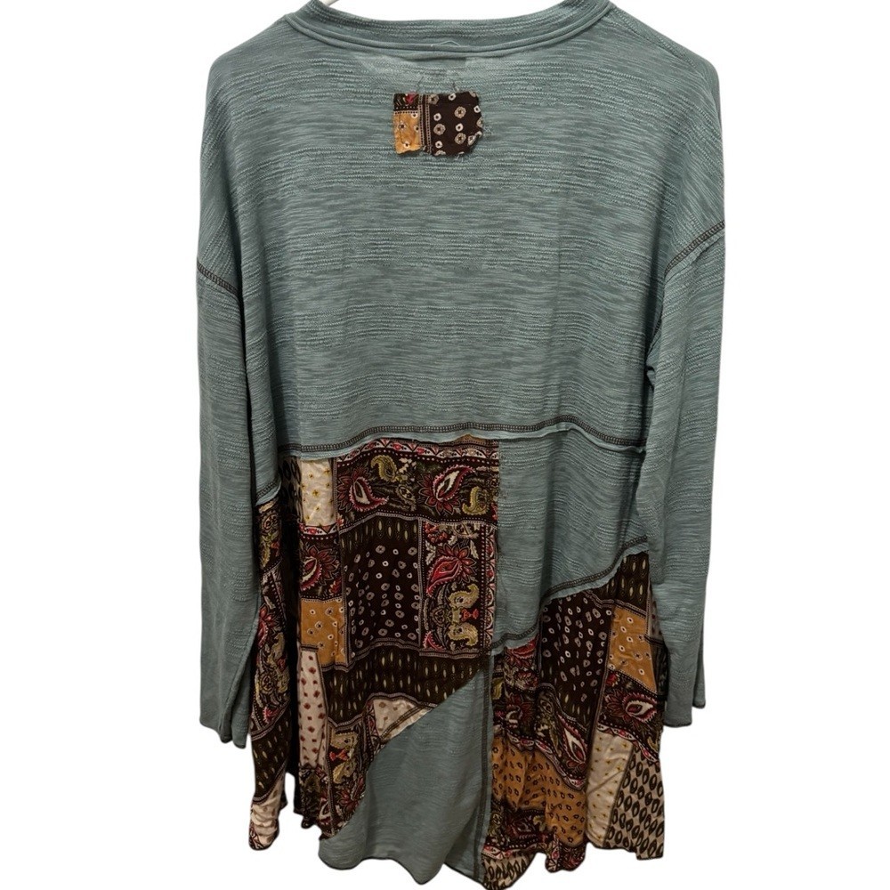 POL Boho Mixed Media Print Long Sleeve Top Size Medium