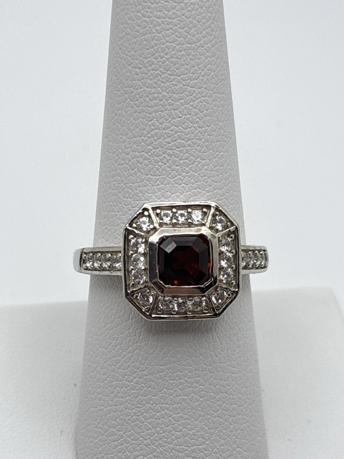 D'Joy Sterling Silver Ruby CZ Square Ring Size 8 … - image 4
