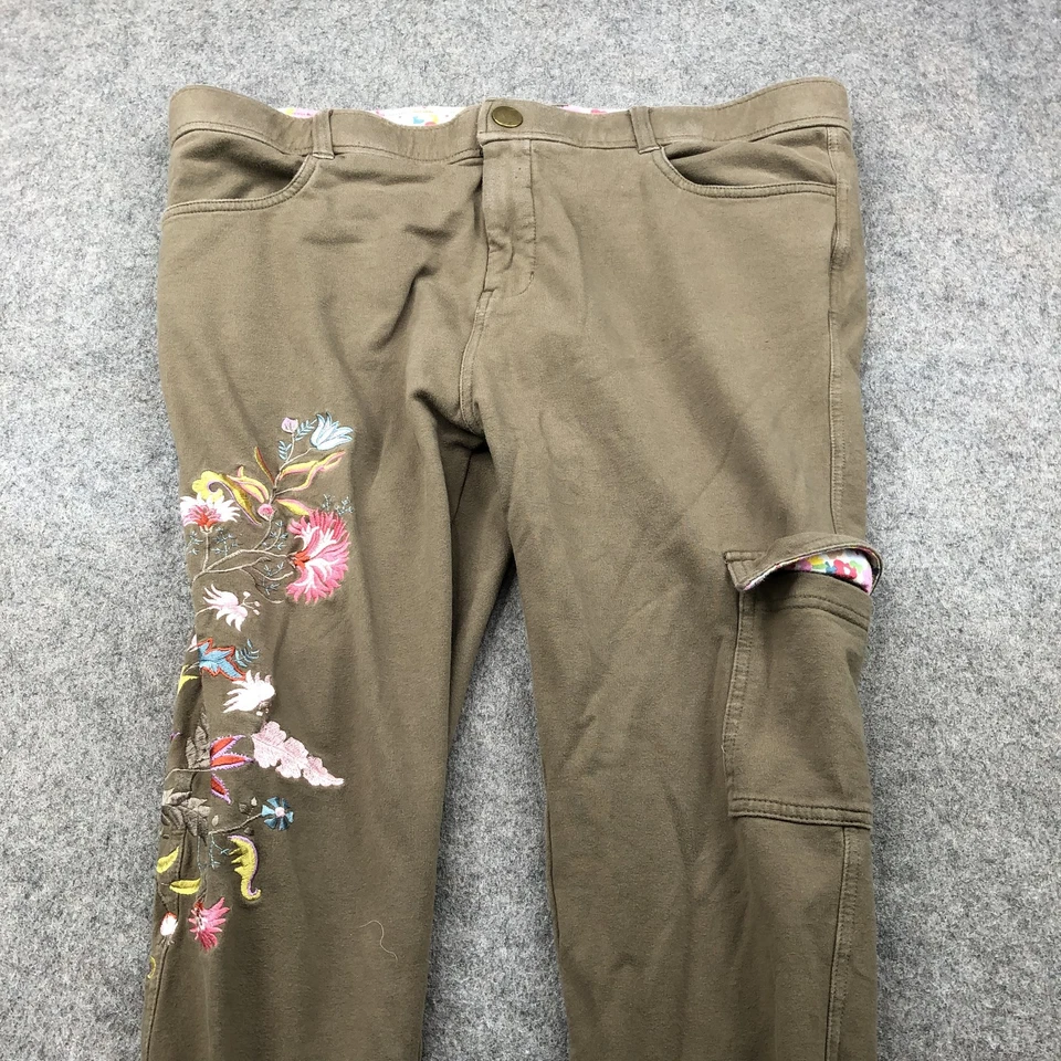 Pantalones para mujer Matilda Jane XL florales bordados pierna recta elásticos informales Foto 3 de 4