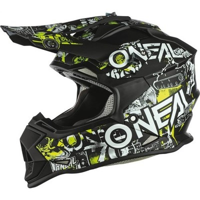 O'Neal  2 Series Attack 2.0 Youth Helmet | Blk/Wht/Flo Ylw | DOT ; ECE 22-05