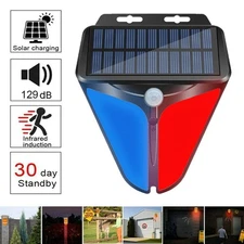 Solar Alarm LED Light Solar Strobe Light Motion Sensor Detector Outdoor