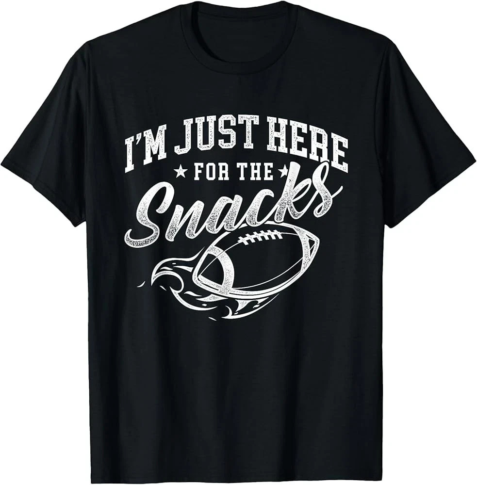 Funny Football T-Shirt – Just Here for the Snacks American Party Game Day Tee