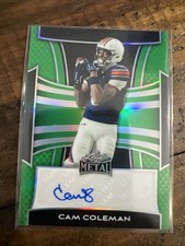 2025 Leaf Metal Green CAM COLEMAN RC AUTO Card #8/8 SP Autograph Rookie. rookie card picture