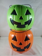 General Foam Plastics Pumpkin Candy Buckets Two Halloween Candy Pail Made in USA