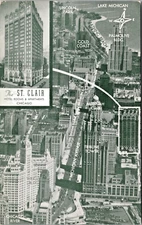 RPPC St Clair Hotel Apartments Chicago Birdseye of City    P.UN. A-556