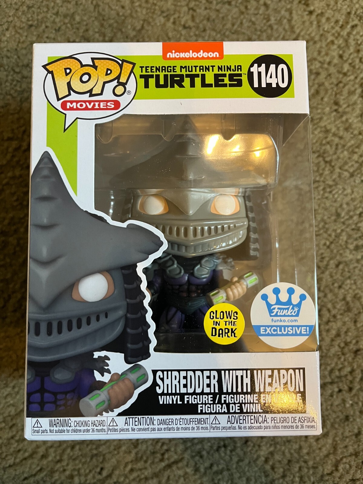 ✅ Funko Pop! Tmnt Shredder W/ Weapon #1140 Glow In The Dark Funko Shop Exclusive