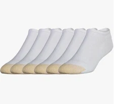 GoldToe Men's White Cotton No Show Athletic Sock 6 Pair Shoe Size 6-12.5