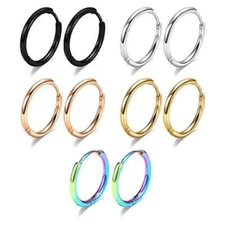 Stainless Steel 12 Gauge Huggie Hoop Earrings Unisex Women Men 13mm - 25mm E10