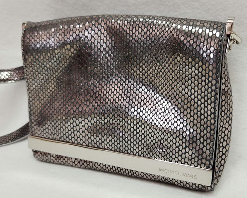 Stunning Michael Kors Silvery Snaky Slinky Satiny Evening Shoulder Bag - Picture 3 of 9