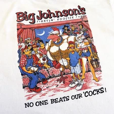 Vintage 90s Big Johnson Cock Fighting Rooster Farm Shirt XL Funny Single Stitch