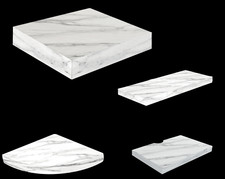 Floating Shelves White Marble Effect High Gloss Wall Mounted Display Shelf Unit