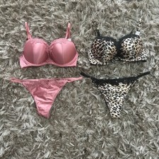Newlook 2x push up satin bra 34c with size14 g-string Bundle Buy