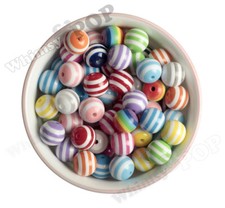 16mm - Striped Gumball Beads Bubble Gum Spacer Small Round Acrylic Bead USA