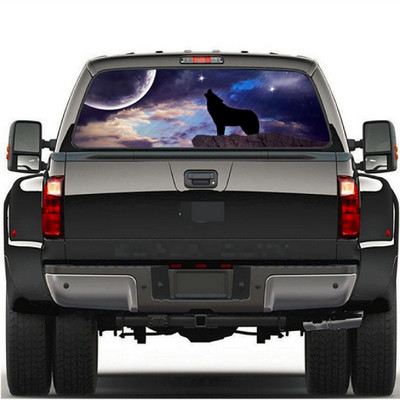 Rear Window Sticker Night Wolf Graphic Vinyl Decal Sun Shield Decor 147x46cm Car