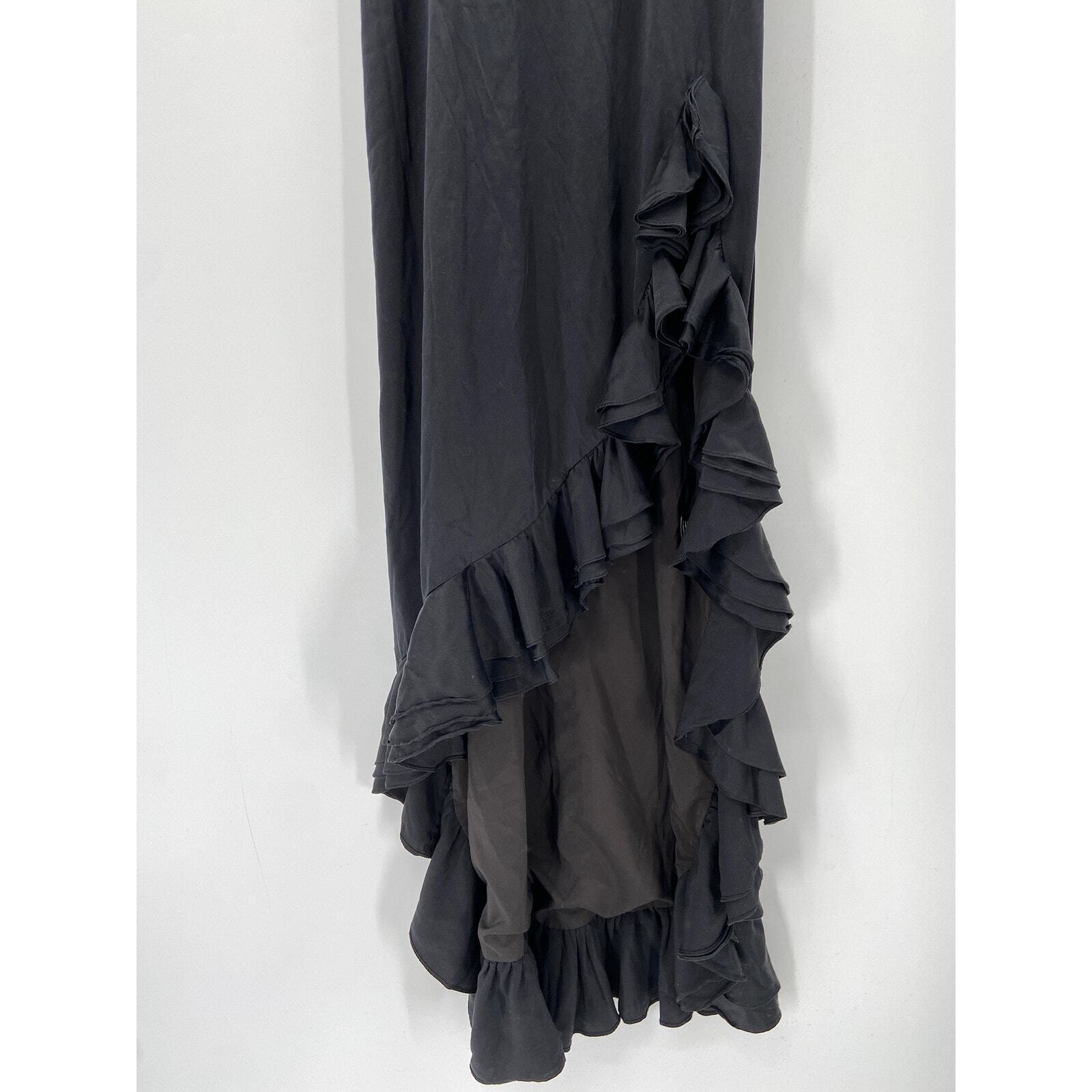 Caroline Constas Solid Black Satin Ruffled Sleeve… - image 4