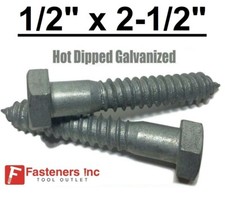  Choose Qty 1/2" x 2-1/2" Hot Dipped Galvanized Hex Head Lag Bolt Screw HDG