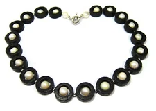 Stylish Necklace Made of Gemstones Lava IN Circle Shape With Freshwater Pearls