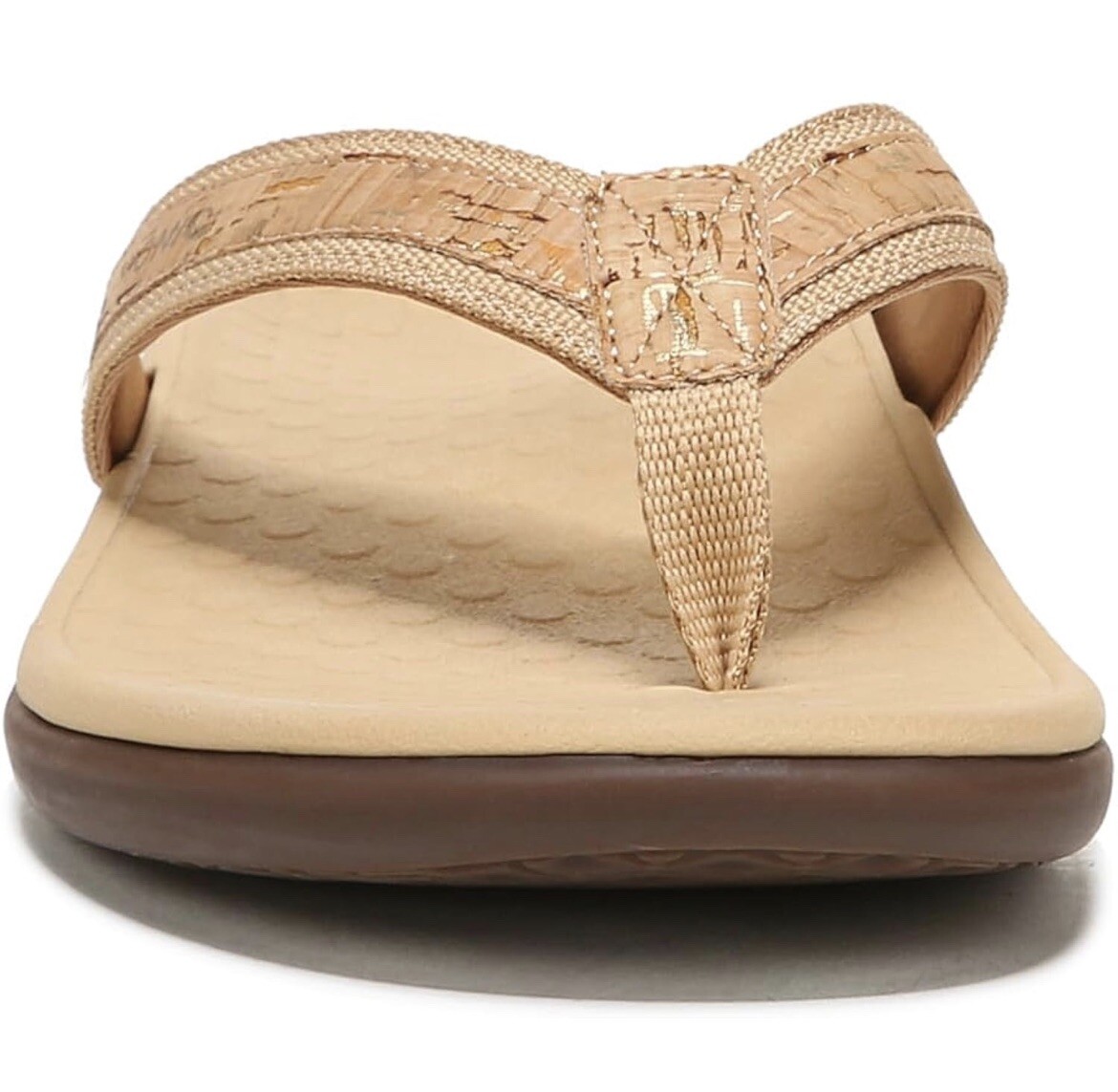 PANTOFOLA D’ORO Sandali Vionic Tide sughero tono oro perizoma slip on taglia 6 comodi supporto arco plantare