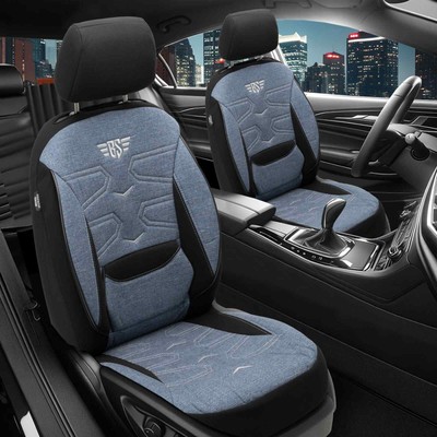 Prime Autositzbezüge passend für VW Scirocco 3 ab 2008-2017 (Schwarz-Blau) | NEU