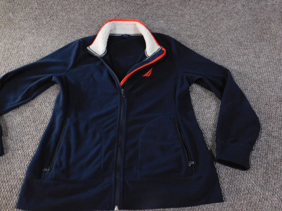 Suéter feminino Nautica azul médio com zíper náutico clássico retrô acolchoado - Imagem 2 de 4