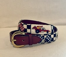 FENNELL S Needle Point BELT Youth Race Cars Checkered Flags HIGH END QUALITY