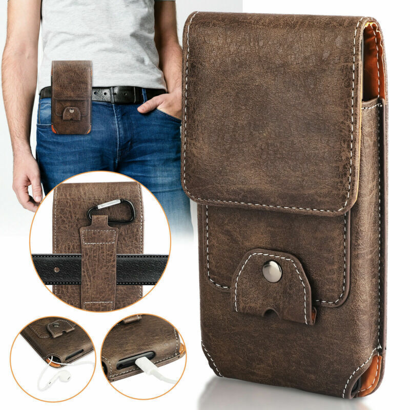Men Cell Phone Belt Pack Bag Loop Waist Holster Pouch Case Leather Wallet Cover