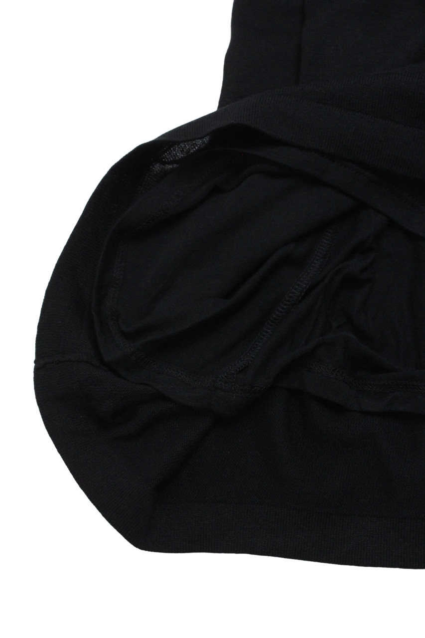 MASSIMO DUTTI Silk-Cotton Dress Women's LARGE Knitted Black Stretchy V Neck thumbnail 6