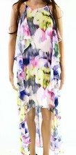 Belle Badgley Mischka ~ White Floral Ruffle Hi-Low Shift Party Dress 0 NEW $246