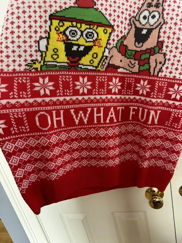 NEW Nick 90s Mens Ugly Christmas Sweater Spongebob Squarepants & Patrick XL