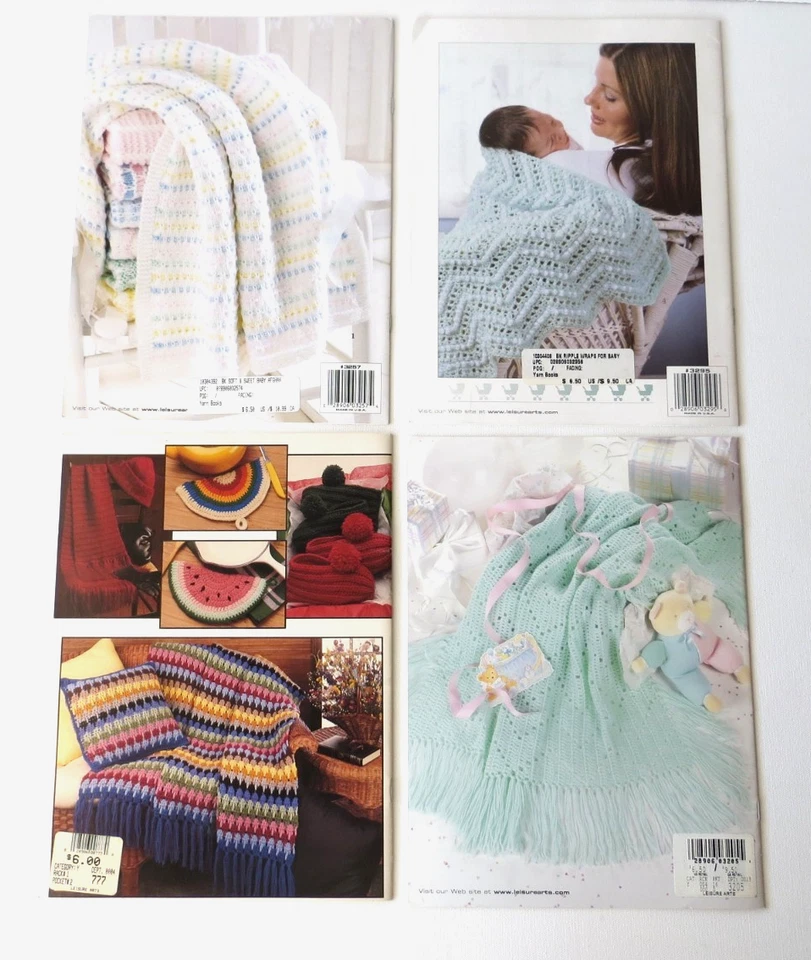 Leisure Arts Baby Afghans Lot Of 3 And 1 "New Crocheted Basics" Pattern Book - Image 3 of 4