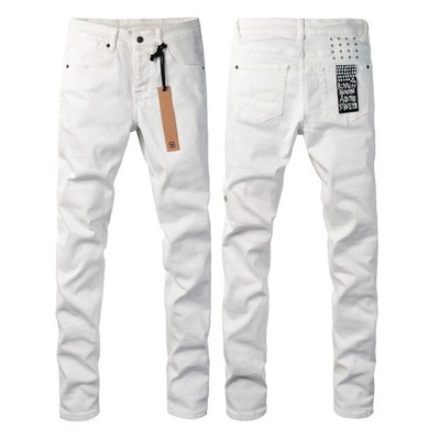 NEW KSUBI Men's Solid White Embroidered Skinny Fit High Street Fashion Jeans