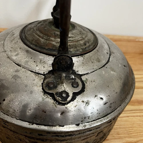 Vintage 10" Diameter Large Metal Aluminum Kettle Wood Handle Primitive Decor - Picture 5 of 14