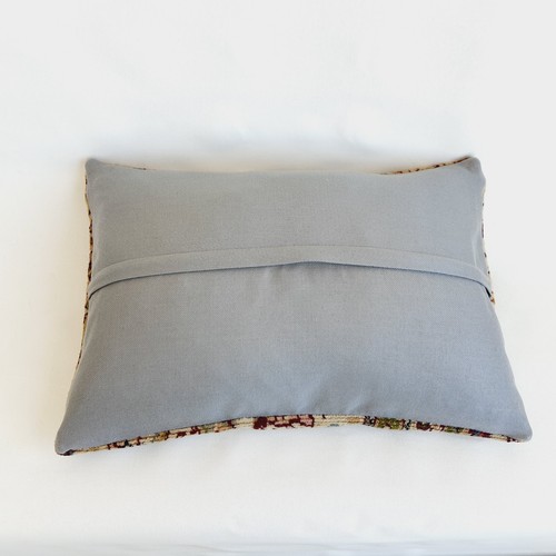 Floral Rug Pillow Cover , Throw Carpet Pillow, 16x24 in Handmade Rug Pillow - Picture 5 of 9