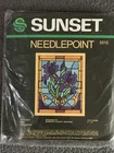 Vintage 1982 Sunset Tiffany Iris Stained Glass Flower Needlepoint Kit #5312 NIP
