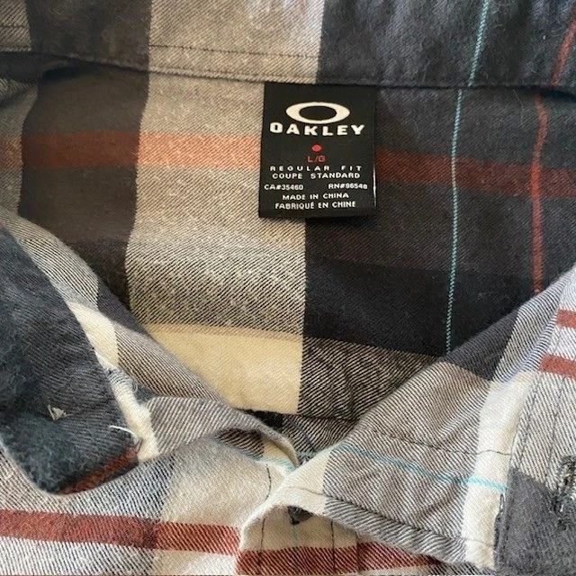Camisa a Cuadros Oakley Gris Negro Franela Para Hombre Talla Grande Algodón Abotonada Senderismo  Foto 4 de 4