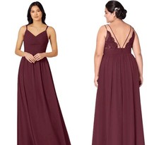 Azazie Blake pleated gown cabernet NWT