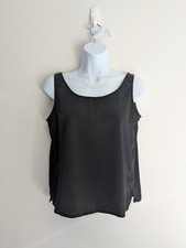 Eileen Fisher Size PS Black 100 Silk Scoop Neck Tank Top Capsule Wardrobe