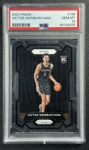 VICTOR WEMBANYAMA PSA 10 2023-24 PANINI PRIZM #136 ROOKIE RC SPURS 9825