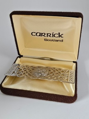 Vintage Carrick Schottland Schmuck MacIntosh Silber rechteckige Brosche & Box