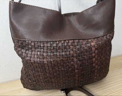 Roberta Gandolfi Leather 2Way Tote Bag Brown Italy Genuine Leather