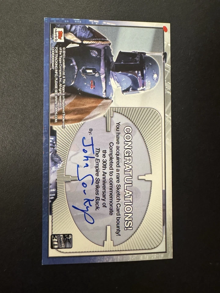 Topps Star Wars ESB 30th 1/1 John Soukup Yoda Sketch Card - Image 2 of 2