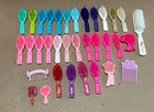 Vintage Lot Of 34 Barbie Plastic Doll Brushes Combs & Accessories