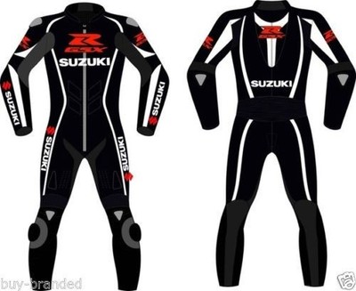 Suzuki Mens Motorcycle Leather Suit Motorbike Racing Protective Riding Suit CE