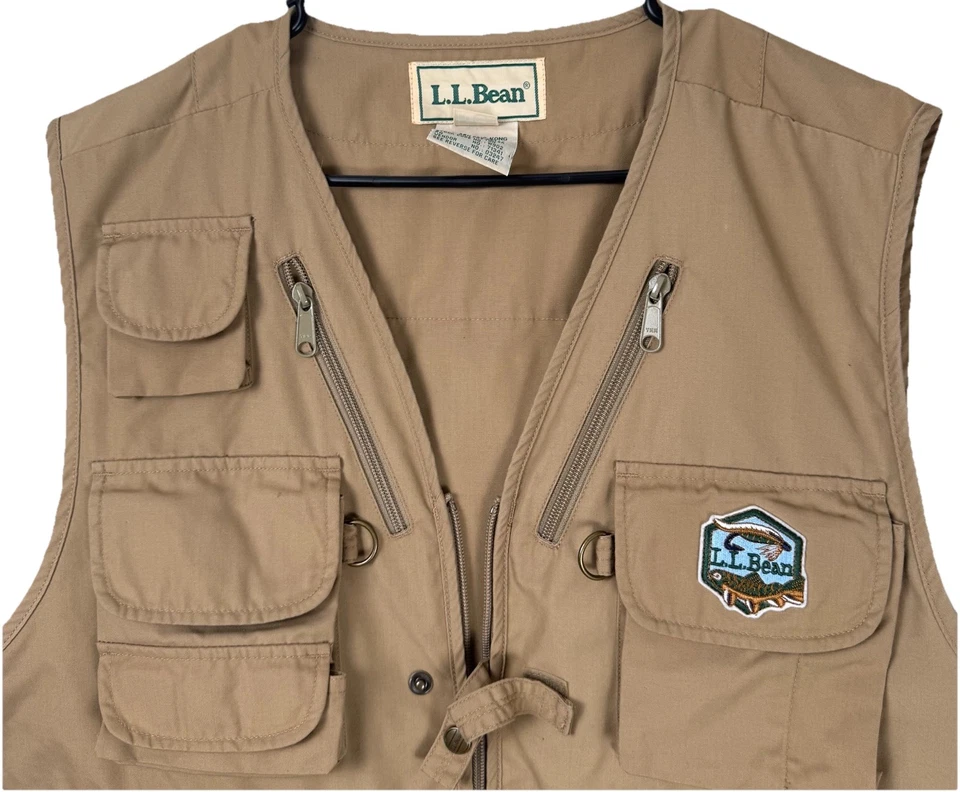 DE COLECCIÓN L.L. Chaleco de pesca con mosca Bean para hombre caqui grande camping exterior bolsillos guía Foto 2 de 4